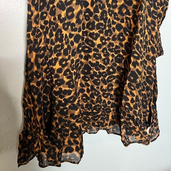 NWOT Whistles Women's Brown Classic Leopard Shirred Dress - Picture 11 of 13